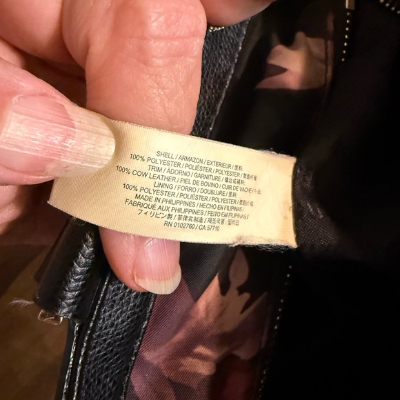 Kate Spade Black and Pink Rose Nylon And Leather Floral Tote. Previously Loved - Picture 11 of 15